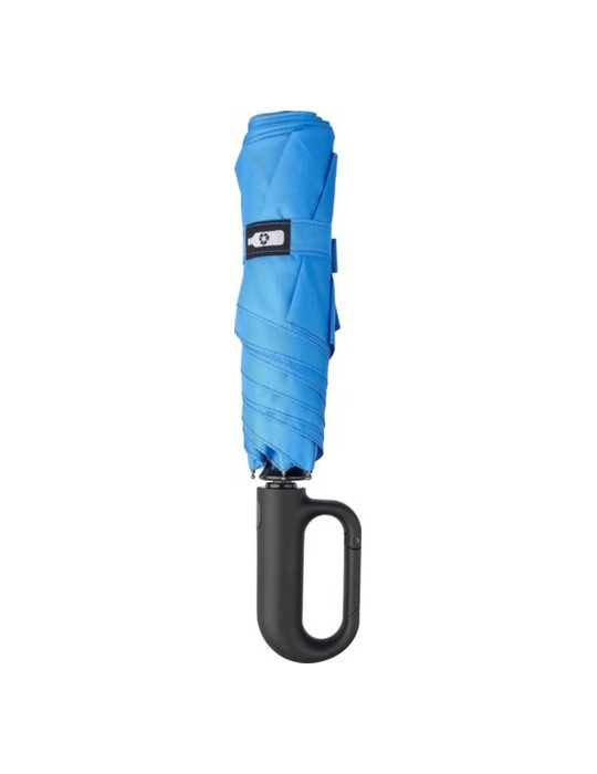 Parapluie pliable publicitaire en rPET Cynthia Matières : plastique Couleurs : bleu cobalt accessoire événementiel unique