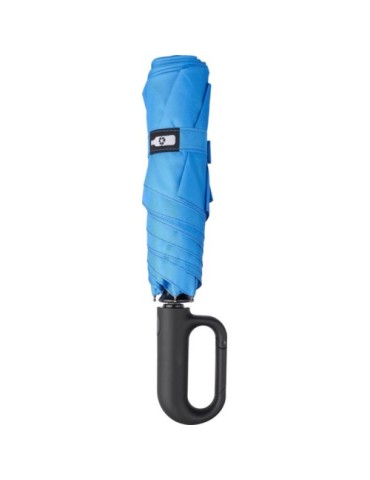 Parapluie pliable publicitaire en rPET Cynthia Matières : plastique Couleurs : vert clair marquage laser ultra précis