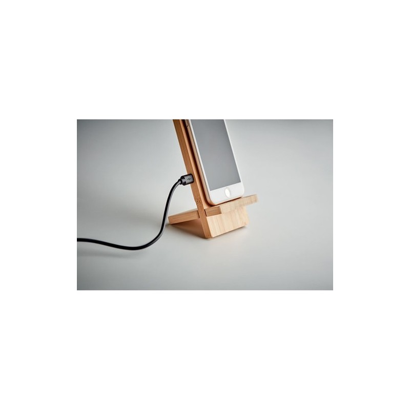 Chargeur sans fil personnalisé WHIPPY PLUS - Support et chargeur 10W Matières : PVC Couleurs : bois livraison express 24h 48h