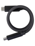 Câble publicitaire de charge et de transfert en nylon 60 W Janet Matières : nylon Couleurs : noir personnalisable avec votre log