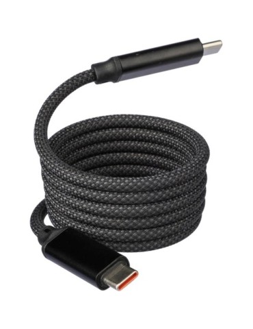 Câble publicitaire de charge et de transfert en nylon 60 W Janet Matières : nylon Couleurs : noir cadeau entreprise pas cher