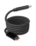 Câble publicitaire de charge et de transfert en nylon 60 W Janet Matières : nylon Couleurs : noir cadeau entreprise pas cher