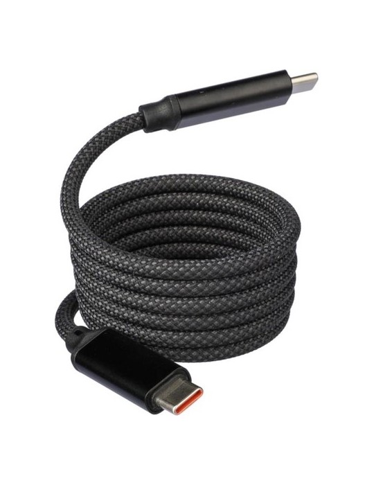 Câble publicitaire de charge et de transfert en nylon 60 W Janet Matières : nylon Couleurs : noir marquage laser ultra précis