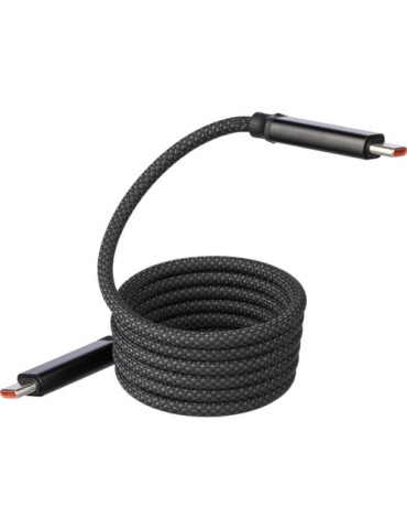 Câble publicitaire de charge et de transfert en nylon 60 W Janet Matières : nylon Couleurs : noir goodies entreprise design