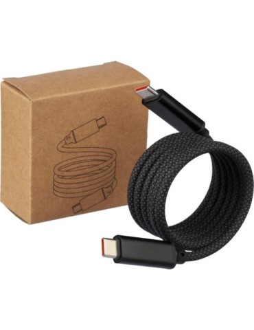Câble publicitaire de charge et de transfert en nylon 60 W Janet Matières : nylon Couleurs : noir cadeau client original
