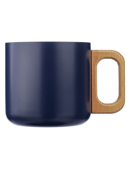 Mug isotherme personnalisé en acier inoxydable recyclé - Dwight Matières : bois Couleurs : bleu