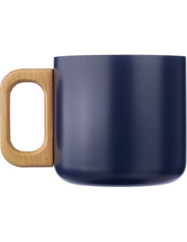 Mug isotherme personnalisé en acier inoxydable recyclé - Dwight Matières : bois Couleurs : bleu impression logo haute qualité