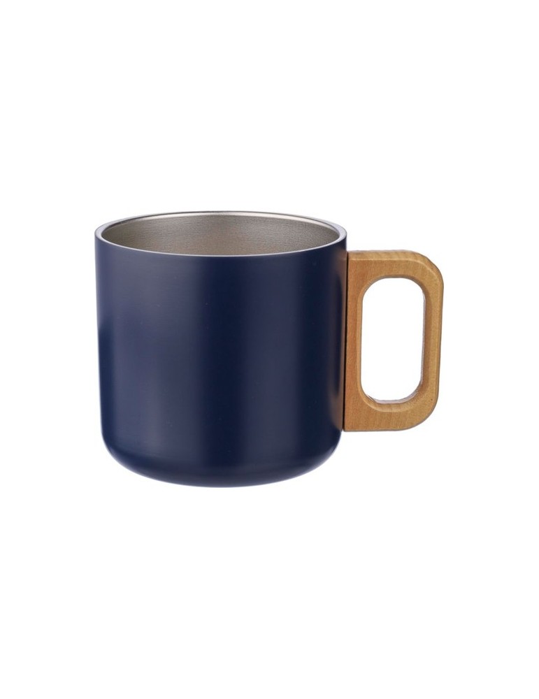 Mug isotherme personnalisé en acier inoxydable recyclé - Dwight Matières : bois Couleurs : bleu objet promotionnel éco-responsab