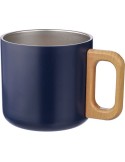 Mug isotherme personnalisé en acier inoxydable recyclé - Dwight Matières : bois Couleurs : bleu impression logo haute qualité