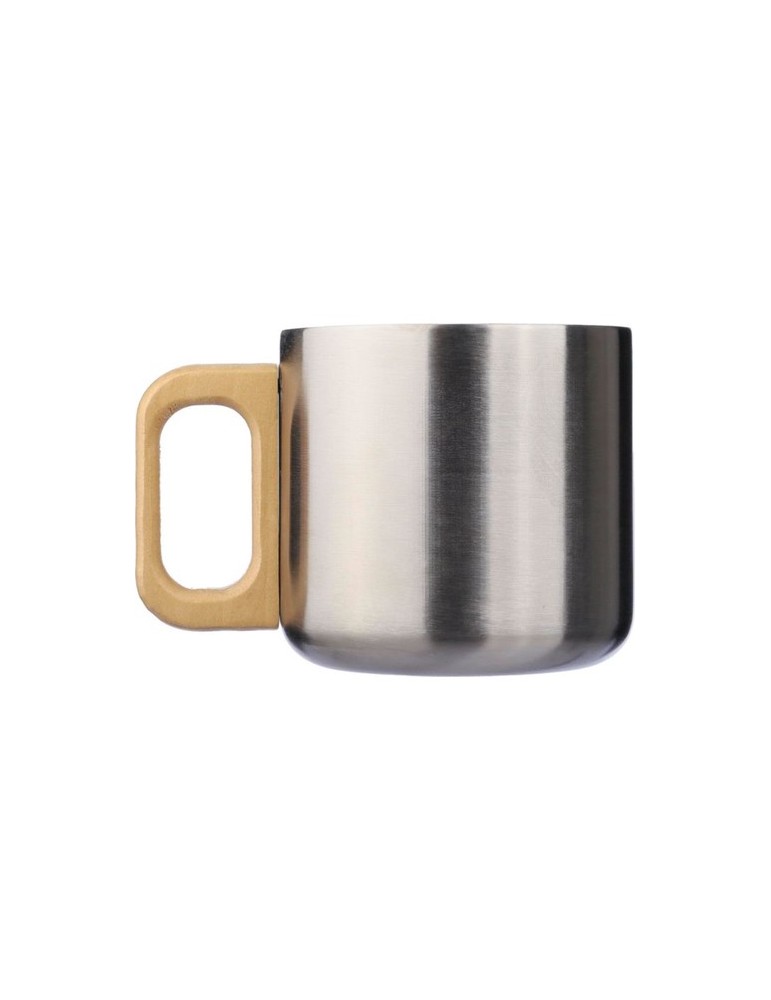 Mug isotherme personnalisé en acier inoxydable recyclé - Dwight Matières : bois Couleurs : bleu cadeau entreprise pas cher