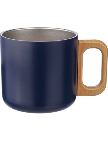 Mug isotherme personnalisé en acier inoxydable recyclé - Dwight Matières : bois Couleurs : argenté marquage laser ultra précis