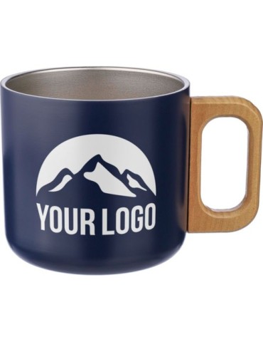 Mug isotherme personnalisé en acier inoxydable recyclé - Dwight Matières : bois Couleurs : argenté personnalisation rapide en Fr
