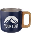 Mug isotherme personnalisé en acier inoxydable recyclé - Dwight Matières : bois Couleurs : argenté personnalisation rapide en Fr