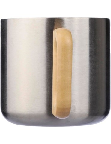 Mug isotherme personnalisé en acier inoxydable recyclé - Dwight Matières : bois Couleurs : argenté accessoire événementiel uniqu