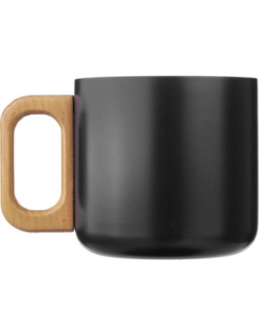 Mug isotherme personnalisé en acier inoxydable recyclé - Dwight Matières : bois Couleurs : blanc cadeau collaborateur premium