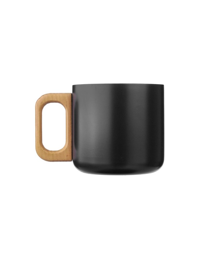 Mug isotherme personnalisé en acier inoxydable recyclé - Dwight Matières : bois Couleurs : blanc cadeau collaborateur premium
