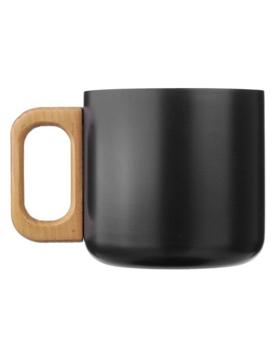 Mug isotherme personnalisé en acier inoxydable recyclé - Dwight Matières : bois Couleurs : blanc cadeau collaborateur premium