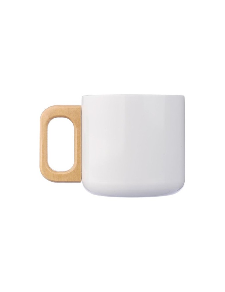 Mug isotherme personnalisé en acier inoxydable recyclé - Dwight Matières : bois Couleurs : blanc accessoire événementiel unique