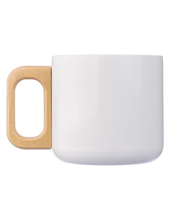 Mug isotherme personnalisé en acier inoxydable recyclé - Dwight Matières : bois Couleurs : blanc accessoire événementiel unique