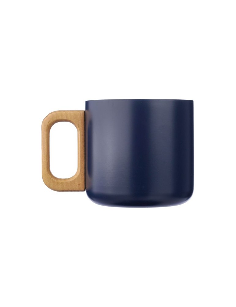 Mug isotherme personnalisé en acier inoxydable recyclé - Dwight Matières : bois Couleurs : blanc objet publicitaire robuste