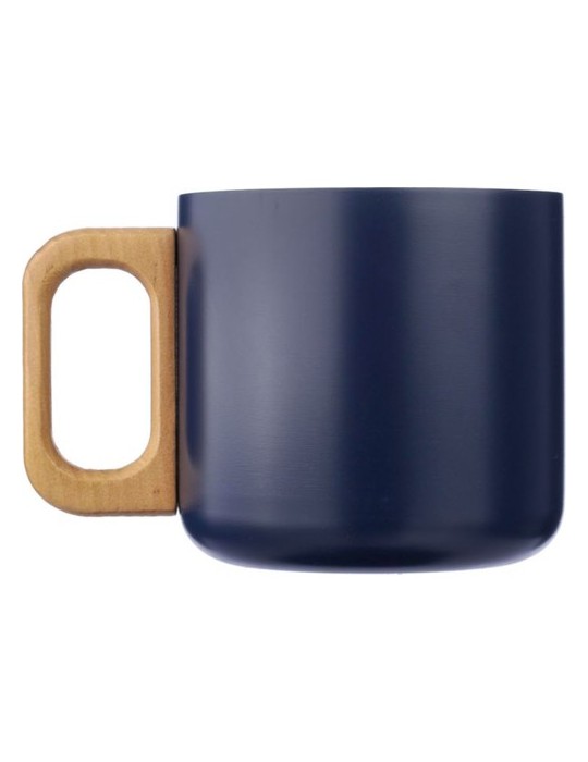 Mug isotherme personnalisé en acier inoxydable recyclé - Dwight Matières : bois Couleurs : blanc objet publicitaire robuste