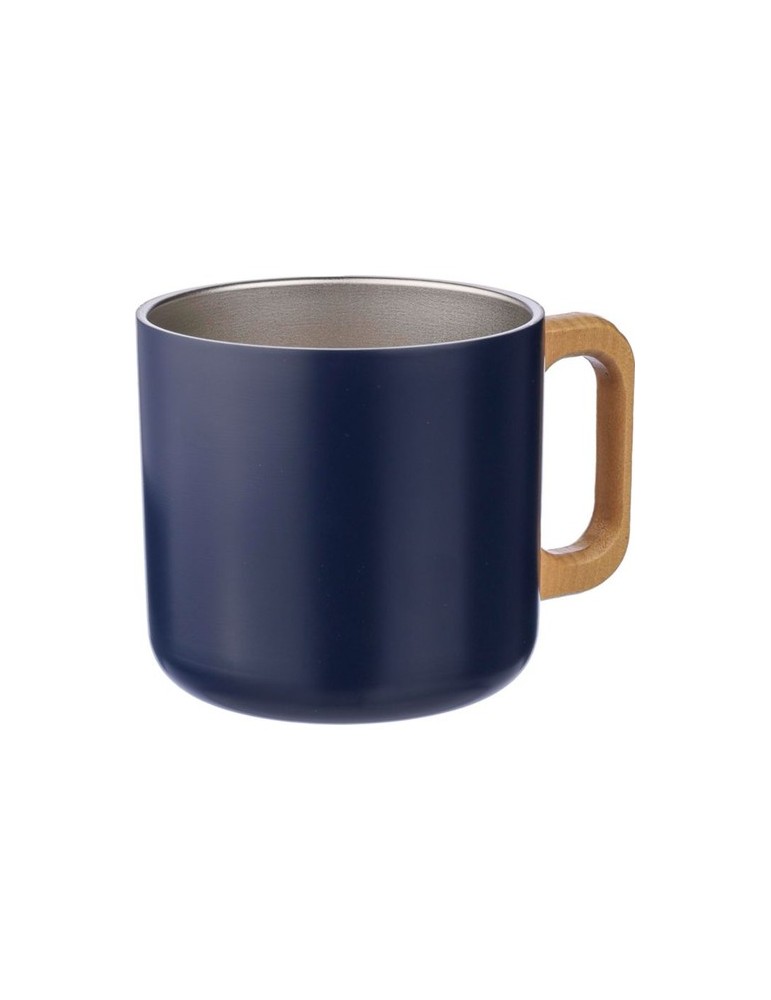 Mug isotherme personnalisé en acier inoxydable recyclé - Dwight Matières : bois Couleurs : blanc goodies personnalisé en stock