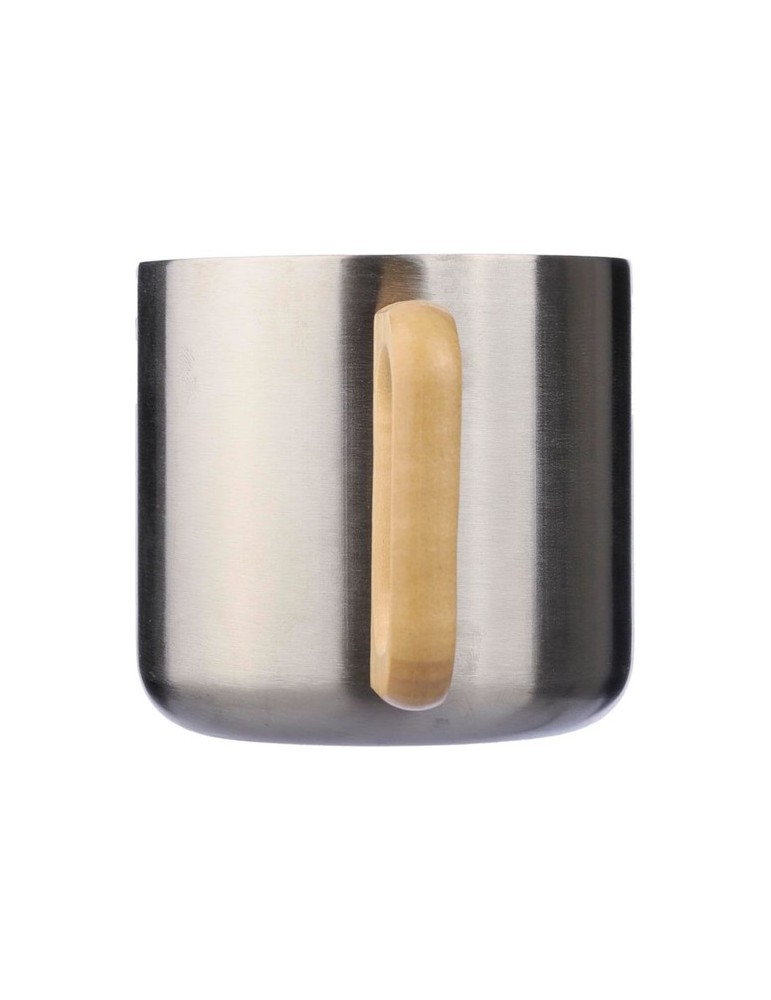 Mug isotherme personnalisé en acier inoxydable recyclé - Dwight Matières : bois Couleurs : blanc cadeau collaborateur premium