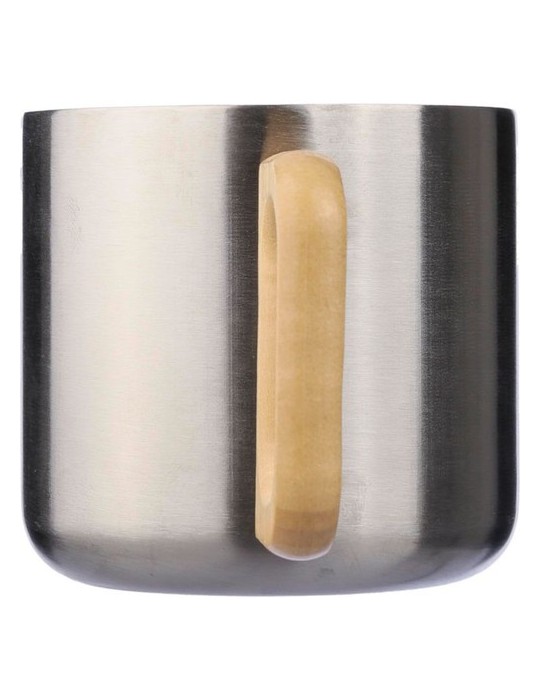 Mug isotherme personnalisé en acier inoxydable recyclé - Dwight Matières : bois Couleurs : blanc cadeau collaborateur premium