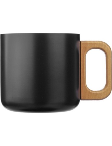 Mug isotherme personnalisé en acier inoxydable recyclé - Dwight Matières : bois Couleurs : noir cadeau entreprise pas cher