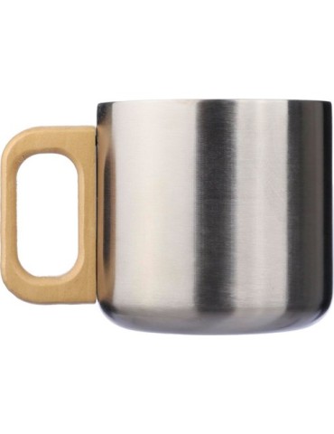 Mug isotherme personnalisé en acier inoxydable recyclé - Dwight Matières : bois Couleurs : noir goodies publicitaire événementie