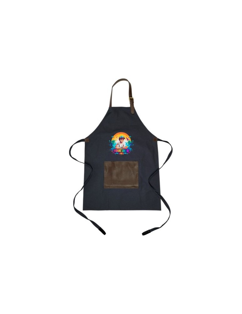Tablier personnalisé en canvas 450 g/m2 Maria Matières : toile Couleurs : bleu objet promotionnel éco-responsable