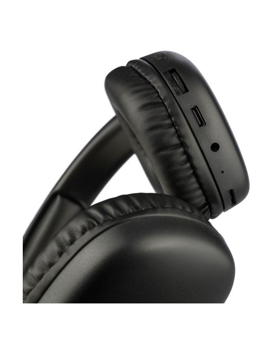 Casque audio publicitaire en ABS - Janice Matières : ABS Couleurs : noir marquage laser ultra précis