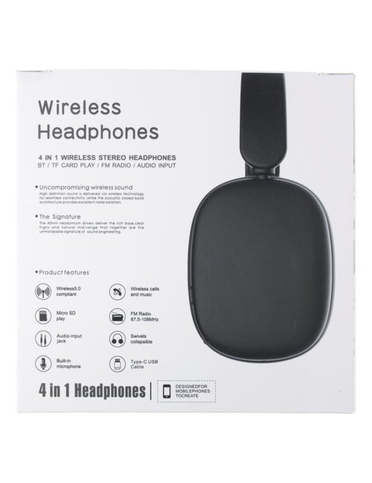 Casque audio publicitaire en ABS - Janice Matières : ABS Couleurs : noir accessoire événementiel unique