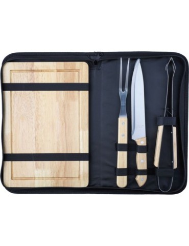Set personnalisé de barbecue avec accessoires Kathleen Matières : bois Couleurs : noir