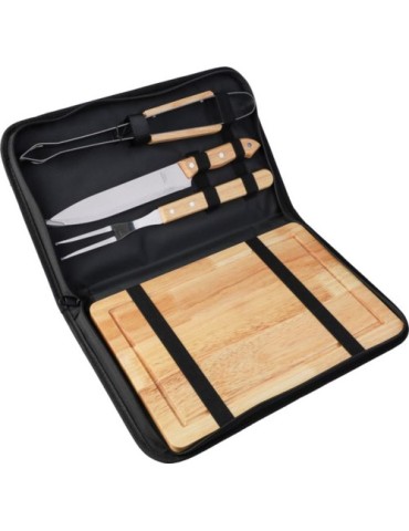Set personnalisé de barbecue avec accessoires Kathleen Matières : bois Couleurs : noir impression haute définition