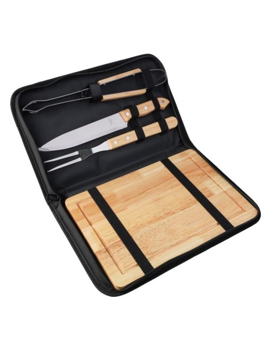Set personnalisé de barbecue avec accessoires Kathleen Matières : bois Couleurs : noir impression haute définition