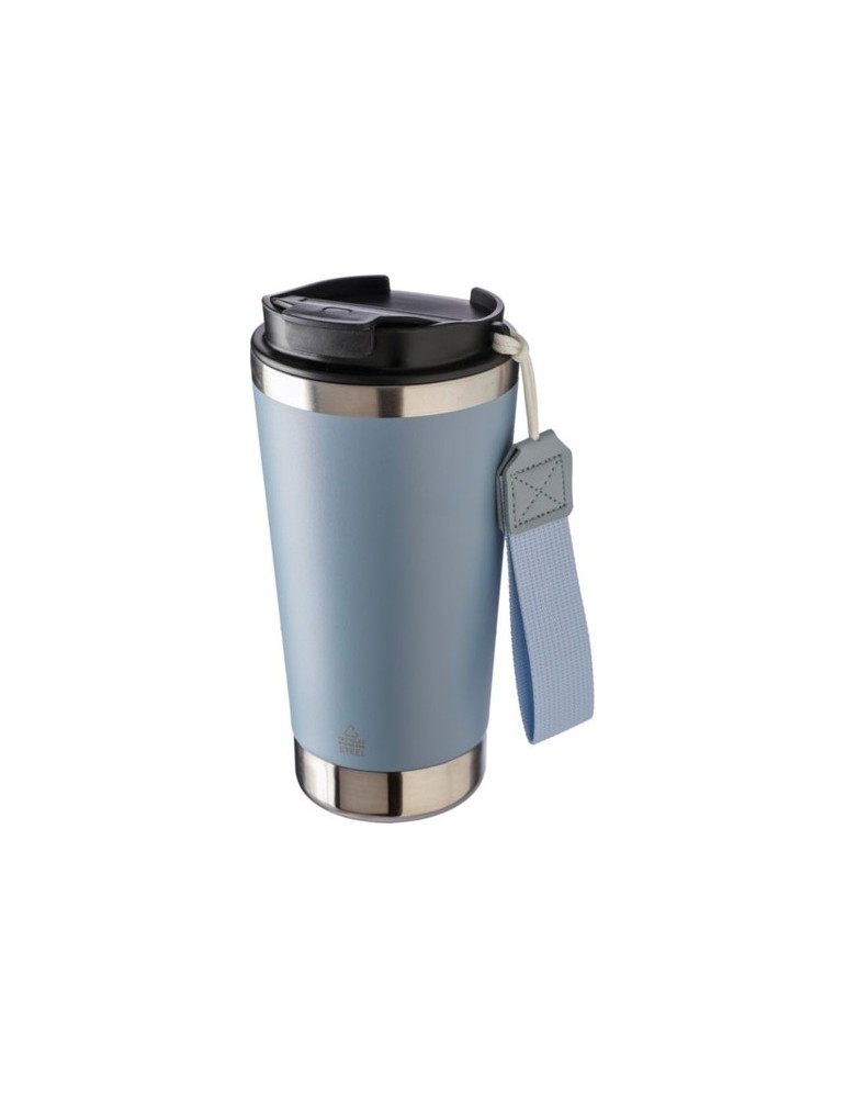 Mug isotherme  en acier inoxydable recyclé Kayla Matières : polyester Couleurs : bleu pastel cadeau collaborateur premium