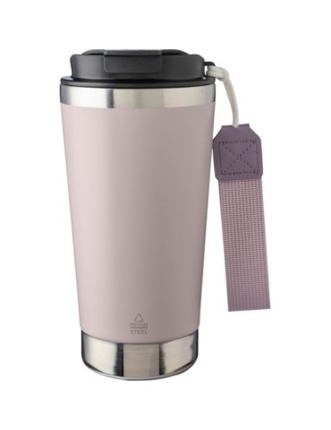 Mug isotherme  en acier inoxydable recyclé Kayla Matières : polyester Couleurs : rose pastel cadeau entreprise pas cher