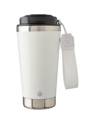 Mug isotherme  en acier inoxydable recyclé Kayla Matières : polyester Couleurs : blanc personnalisable avec votre logo