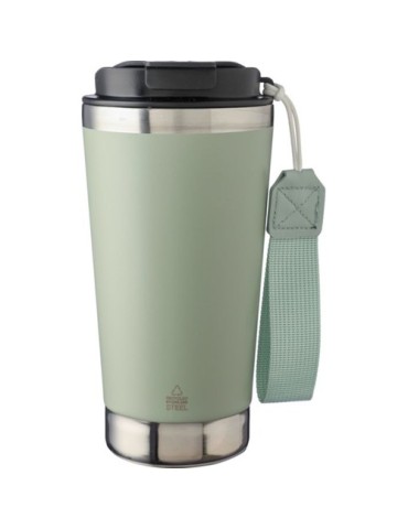 Mug isotherme  en acier inoxydable recyclé Kayla Matières : polyester Couleurs : vert pastel impression haute définition