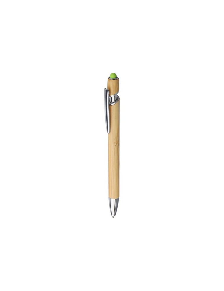 Stylo bille personnalisé en bambou et plastique Deanna Matières : bambou Couleurs : jaune personnalisation sur mesure