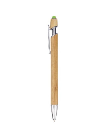 Stylo bille personnalisé en bambou et plastique Deanna Matières : bambou Couleurs : orange marquage couleur éclatante