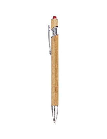 Stylo bille personnalisé en bambou et plastique Deanna Matières : bambou Couleurs : bleu cobalt livraison express 24h 48h