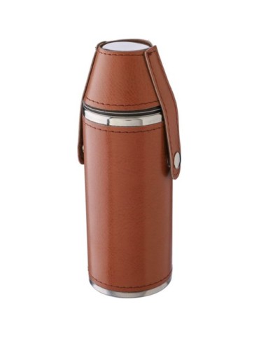 Gourde personnalisée de 230 ml en acier inoxydable recyclé - Brock Matières : acier inoxydable Couleurs : brun cadeau collaborat