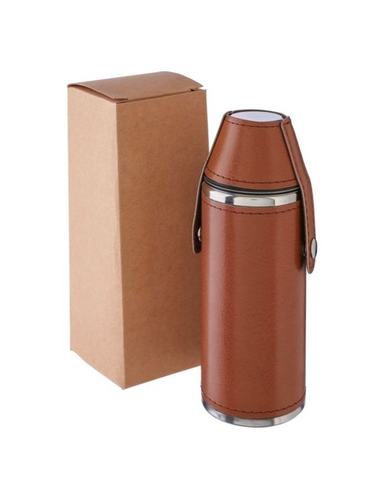 Gourde personnalisée de 230 ml en acier inoxydable recyclé - Brock Matières : acier inoxydable Couleurs : brun accessoire événem