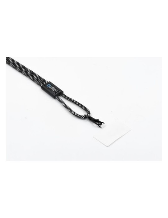 Lanyard publicitaire personnalisé Brandcharger Matières : polyester Couleurs : gun marquage laser ultra précis