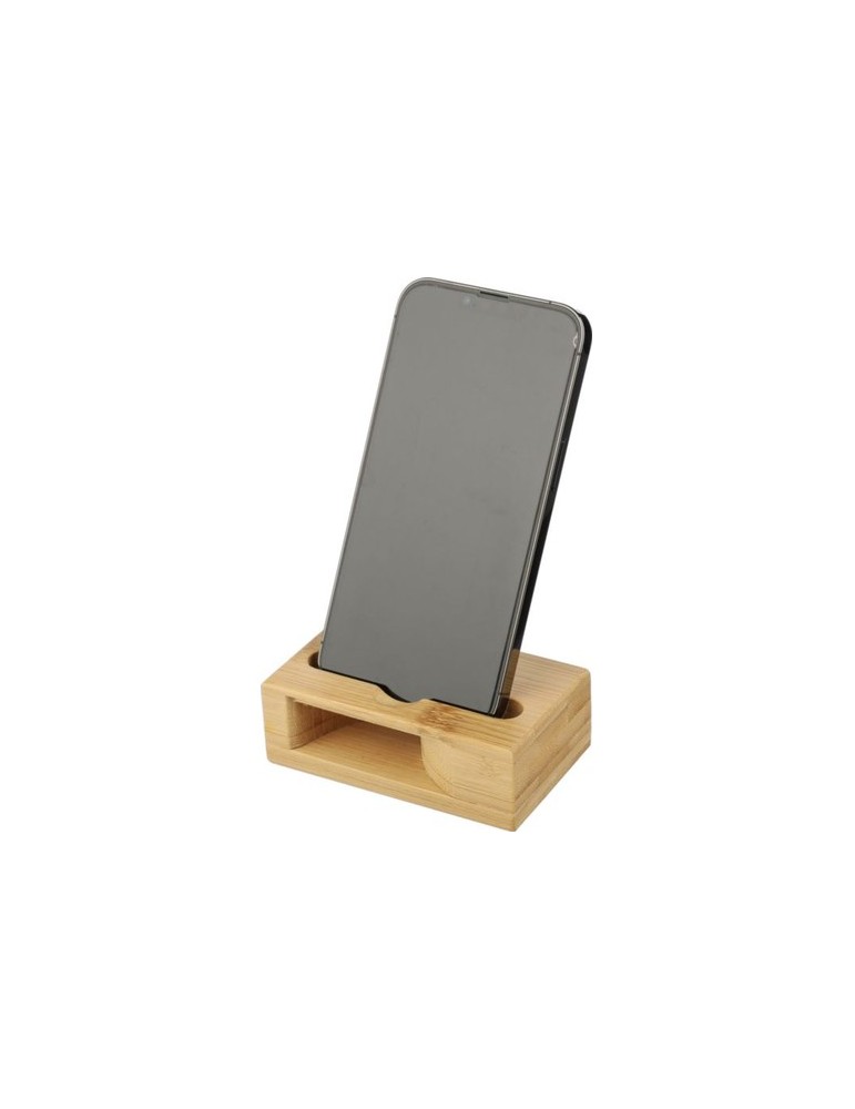 Support personnalisé en bambou pour téléphone Albert Matières : bambou Couleurs : brun cadeau entreprise pas cher