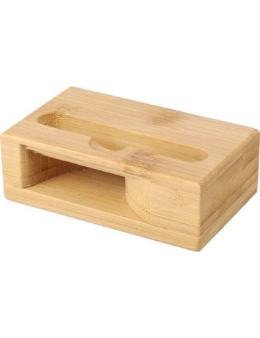 Support personnalisé en bambou pour téléphone Albert Matières : bambou Couleurs : brun objet publicitaire robuste