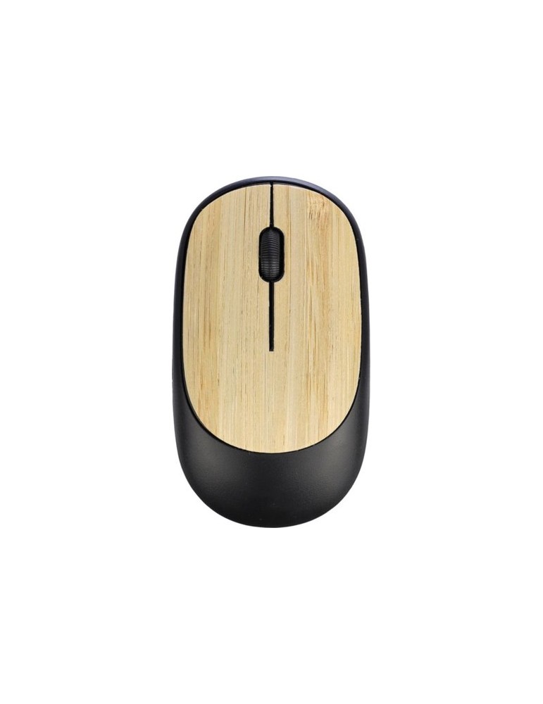 Souris optique sans fil en ABS personnalisée Eileen Matières : bambou Couleurs : noir