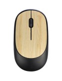 Souris optique sans fil en ABS personnalisée Eileen Matières : bambou Couleurs : noir